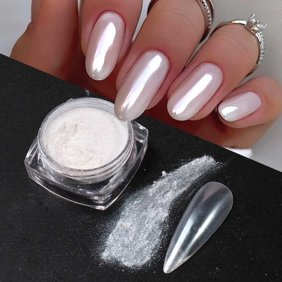 Dip Powder Nail - Beyaz Inci Ayna Ayışığı Tırnak Tozu