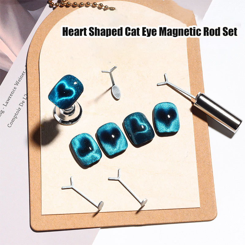Nail Gel Polish Set - Kalp Şeklinde Kedi Gözü Mıknatıs Y