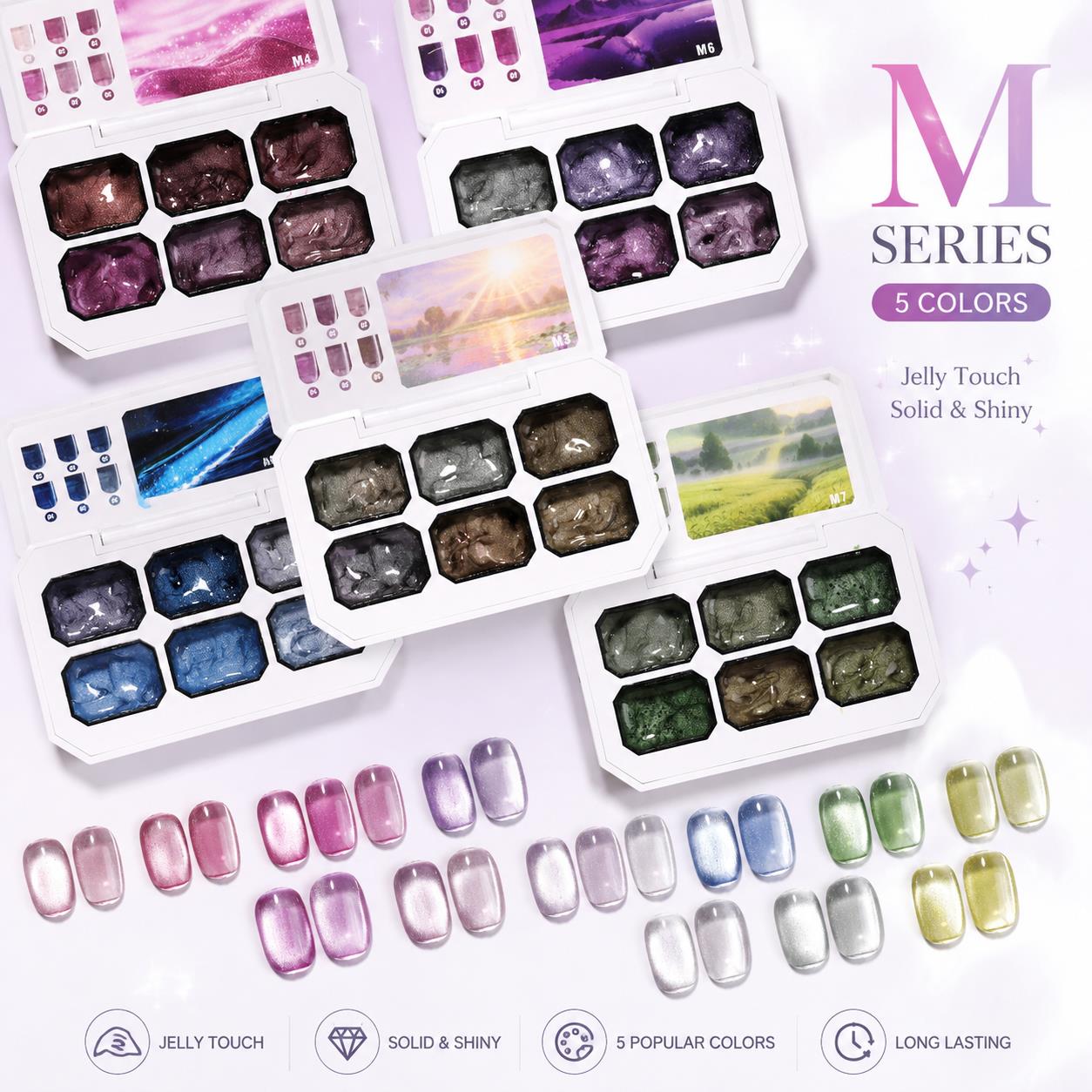 Nail Gel Polish Set - 6 Renkli Katı Kedi Gözü Jel